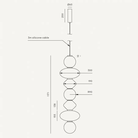 Lámpara colgante Mapi LED Vertical 117cm vidrio - Aromas
