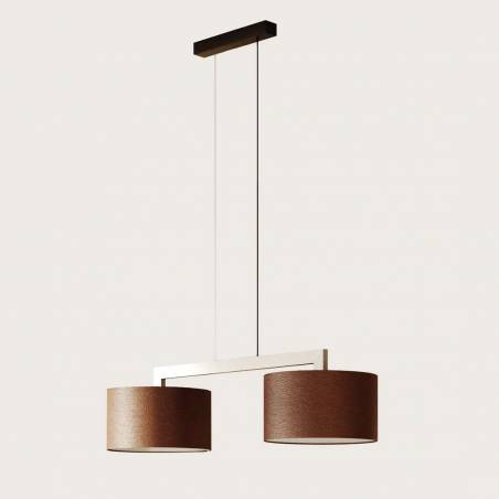 Lámpara colgante Rems 2L E27 80cm cuero - Aromas