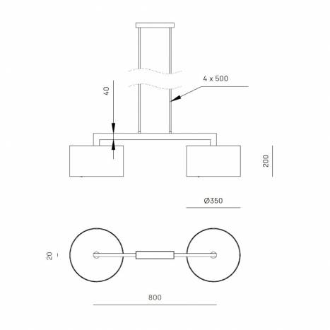 Lámpara colgante Rems 2L E27 80cm cuero - Aromas