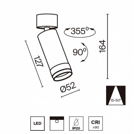 Foco de superficie Focus Zoom LED 15-50° - Maytoni