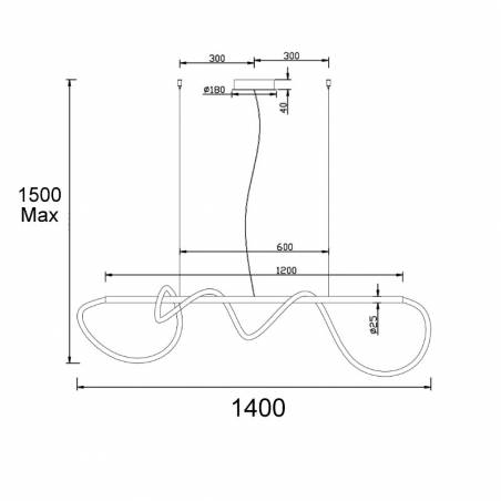 Lámpara suspendida Tau LED 140cm - Maytoni