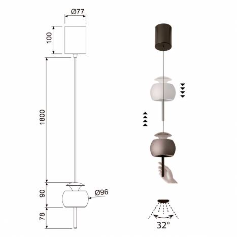 MANTRA Roller I 12w LED pendant lamp