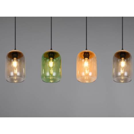 Lámpara colgante Cork lineal 4L E27 cristal - Trio