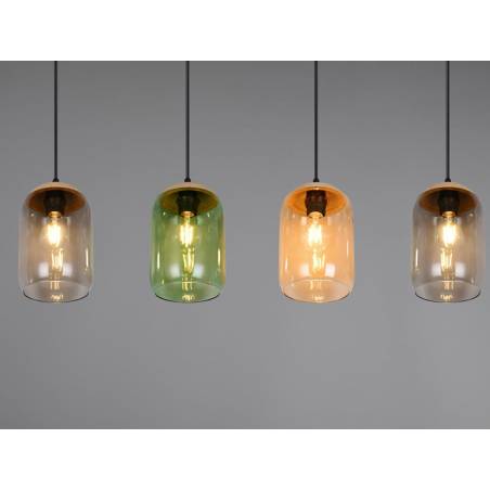 Lámpara colgante Cork lineal 4L E27 cristal - Trio
