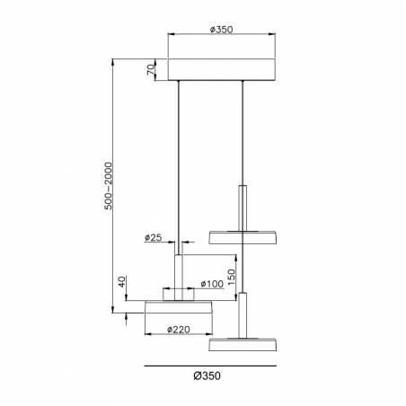 Lámpara colgante Celeste 3L LED cristal dimmable - Trio