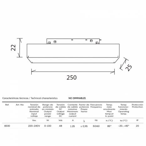 Fuente alimentación interna IP20 100w 48v - Mantra