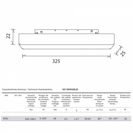 Fuente alimentación interna IP20 200w 48v - Mantra