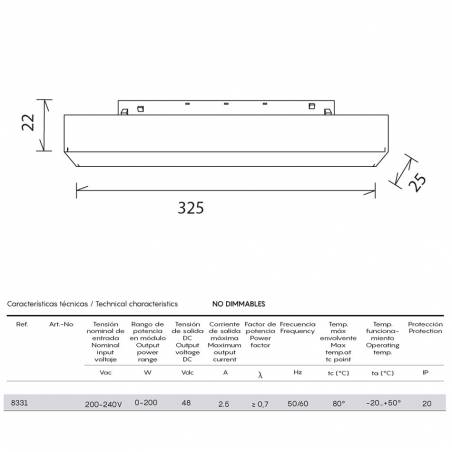 Fuente alimentación interna IP20 200w 48v - Mantra