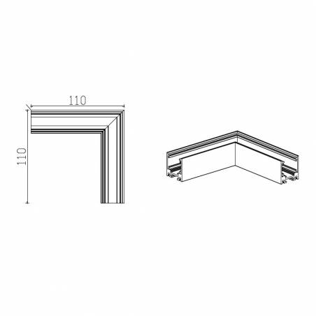 Unión L carril superficie magnético 48V negro - Mantra