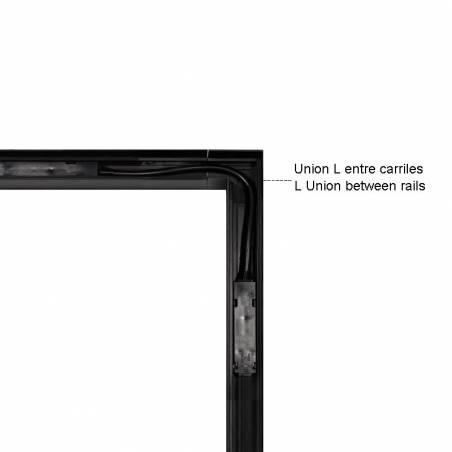 Unión L carril superficie magnético 48V negro - Mantra