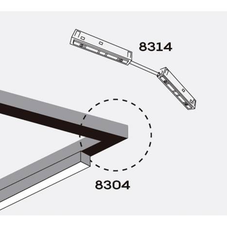 Unión L carril superficie magnético 48V negro - Mantra