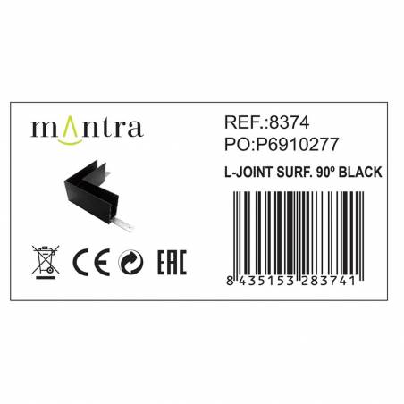 Unión L carril superficie magnético 48V negro - Mantra