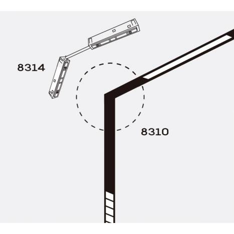 Unión L carril empotrado magnético pared/techo 48V negro - Mantra