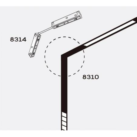 Unión L carril empotrado magnético pared/techo 48V negro - Mantra