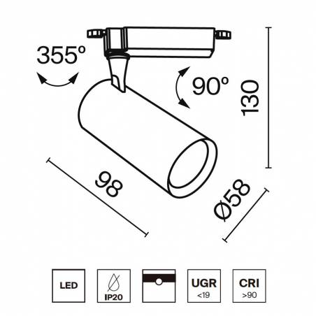 Foco de carril Vuoro LED Unity monofásico - Maytoni
