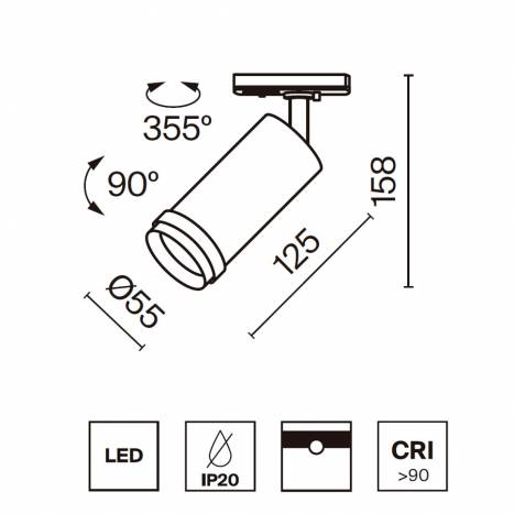Foco de carril Focus Zoom LED Unity 12w monofásico - Maytoni