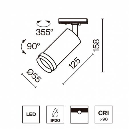 Foco de carril Focus Zoom LED Unity 12w monofásico - Maytoni