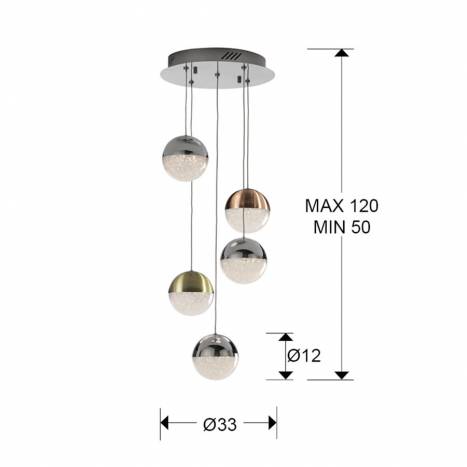 Lámpara colgante Sphere 5L LED colores - Schuller