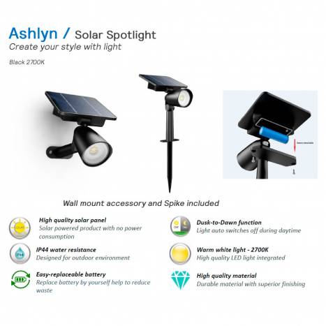 Foco de pincho/Aplique Ashlyn LED Solar IP44 - Philips