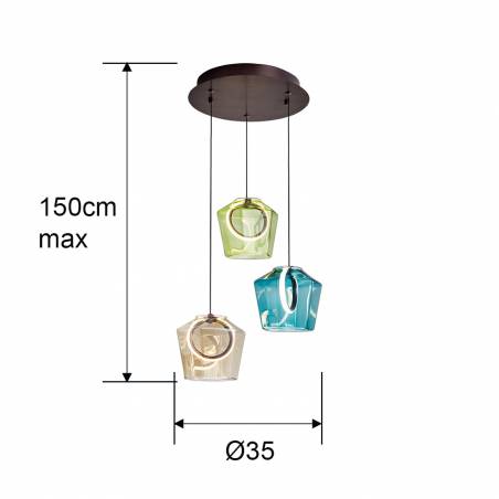 Lámpara colgante Ingrid LED 3l colores - Schuller