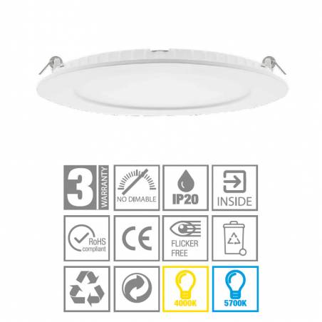Downlight LED 22w Slimline 2200lm blanco - Maslighting