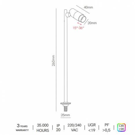 Foco empotrable Micro Zoom XL LED 2w - Beneito Faure