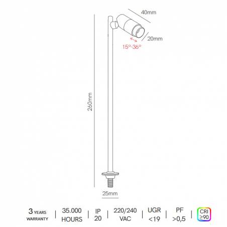Foco empotrable Micro Zoom XL LED 2w - Beneito Faure
