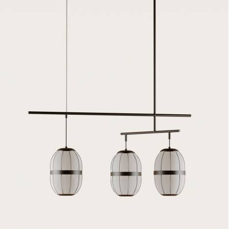 AROMAS Pull 3L G9 110cm linen pendant lamp AROMAS Pull 3L G9 110cm linen pendant lamp