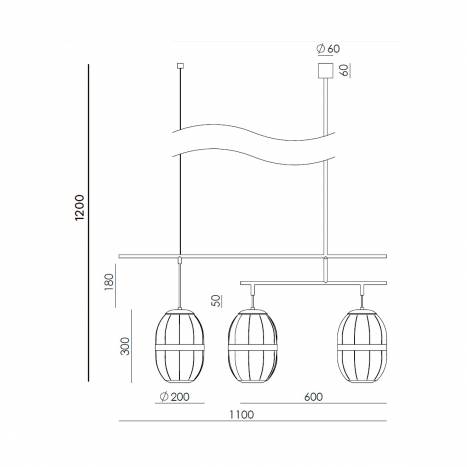 AROMAS Pull 3L G9 110cm linen pendant lamp