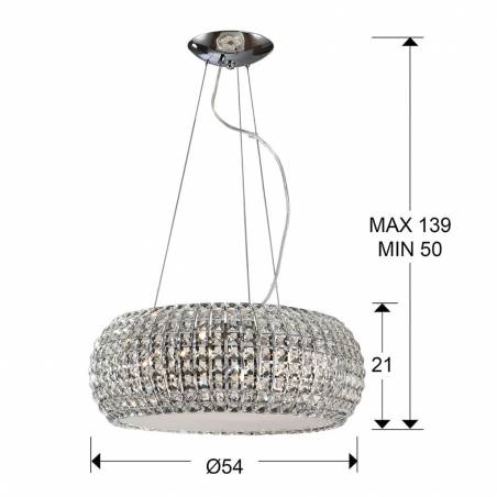 SCHULLER Diamond 54cm pendant lamp 9L G9 chrome