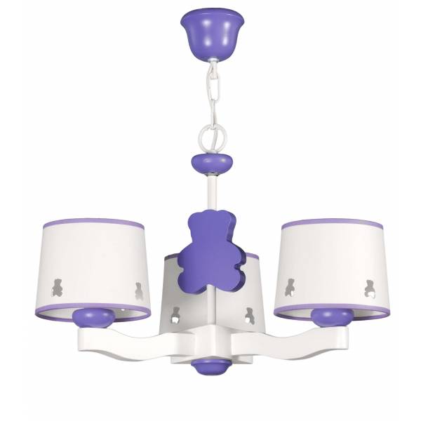 GLOBAL LUZ Bear ceiling lamp 3L lilac lampshade