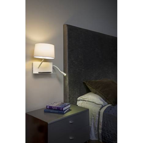Aplique de pared Handy derecha blanco con lector de Faro