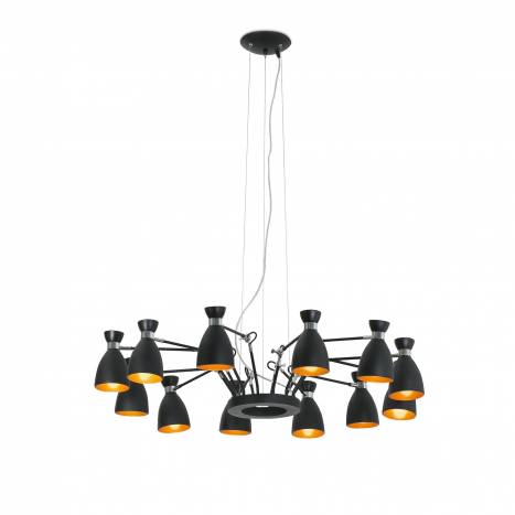 FARO Retro pendant lamp 12l black and gold