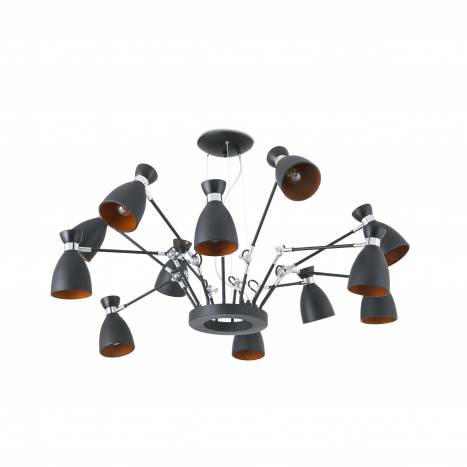FARO Retro pendant lamp 12l black and gold