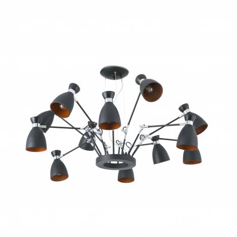 FARO Retro pendant lamp 12l black and gold