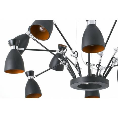 FARO Retro pendant lamp 12l black and gold