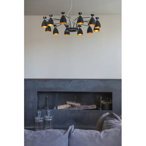 FARO Retro pendant lamp 12l black and gold