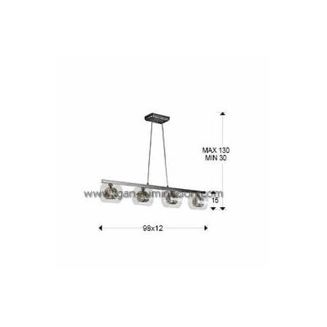 Lampara colgante Flash 4 luces cristal facetado de Schuller