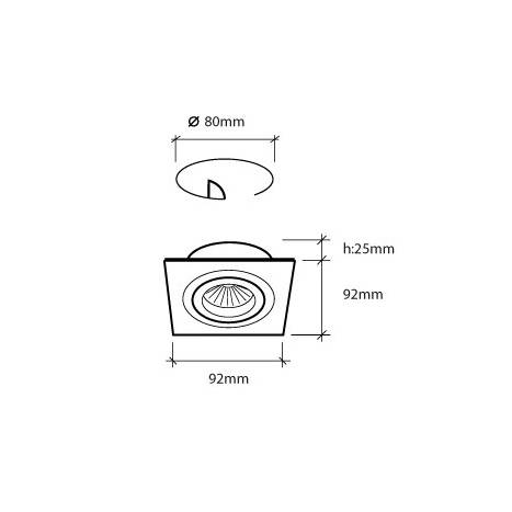 Foco empotrable LED 6w cuadrado aluminio basculante